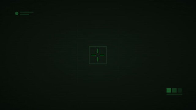 Close-up of a green computer screen with digital interface elements and code.