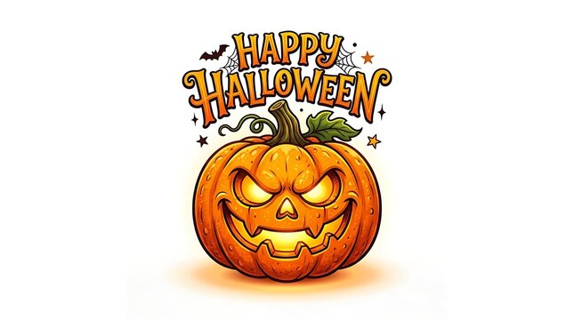 Halloween Jack-o-Lantern with Scary Face Glowing in Dark Spooky Celebration