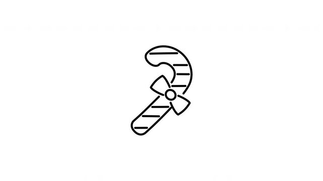 Minimalist outline animation of a sweet traditional Christmas candy cane drawing on and fading out. Features a clean pop up style in 3 color setups.