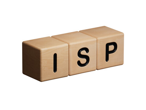 isp sign on wooden cubes.close up of wooden elements,Business Concept.Supports PNG files with transparent backgrounds.