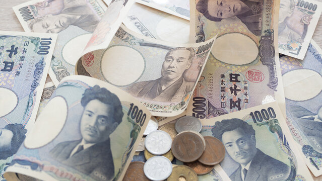 Japanese Yen money. close up of the Japanese yen. currency of Japan that is used to change, buy, sell, accumulate, invest, financial, exchange rate, value, accounting, international exchange