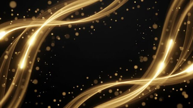 Luxurious abstract background with slowly pulsing golden light trails and particles