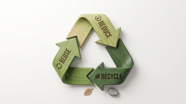 Green reduce reuse recycle 3R sustainability concept symbol on white background