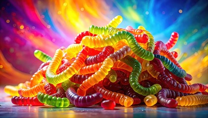 Obraz premium Pile of Colorful Gummy Worm Candies