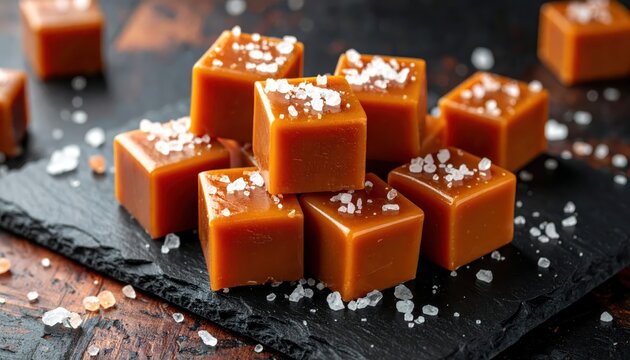 Rich Caramel Chews with Flaky Sea Salt Sprinkled on Top