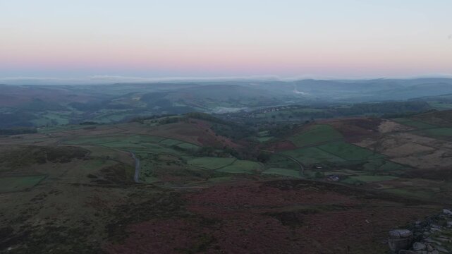 Drone flight from Higger Tor in the Peak District over towards Burbage Valley High