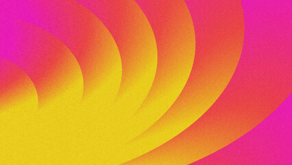 Vintage textured abstract backdrop with smooth layered wavy curved shapes, warm pink-orange-yellow noise grain gradient texture. © yun visual