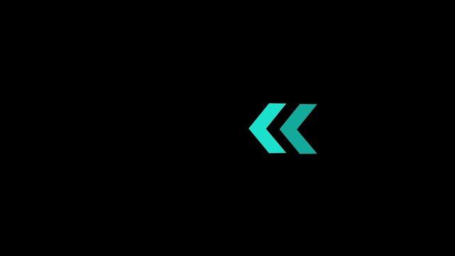 Animated Left Chevron Back Arrow Icon on Black Background Loop.4k video