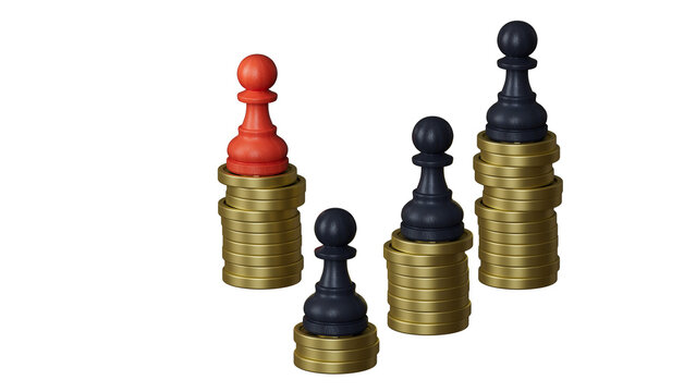 Low and high salaries, business competition, personal financial success.Leadership with business success concept. Supports PNG files with transparent backgrounds.