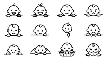 Set of cute baby faces.