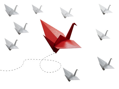 Successful business, innovative and solution concepts.Paper swan . - leader swan, teamwork ,Abstract, Blue, Business.Supports PNG files with transparent backgrounds.