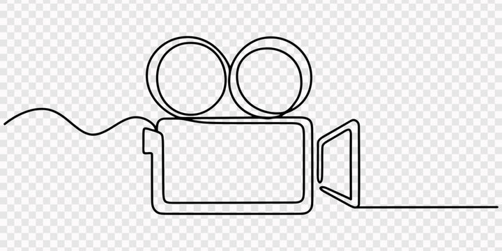 film camera continuous one line drawing, Single line abstract instant camera. Continuous line drawing of instant photo camera for memorable moments. Retro photography theme. Clean visual style.
