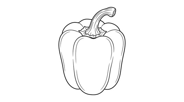 Detailed black and white ink sketch of a bell pepper vegetable with vegetable capsicum monochrome illustration botanical ingredient