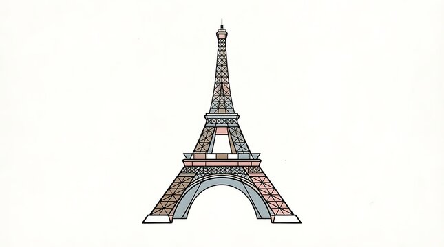 Minimalist vector illustration of the iconic Eiffel Tower in Paris isolated on a clean white background
