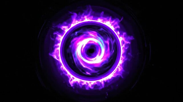 A glowing purple ring of fire burns in the dark void