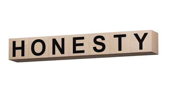 HONESTY word made with wooden building blocks.Supports PNG files with transparent backgrounds.
