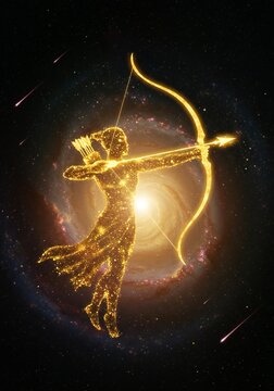 Golden Archer Constellation in Cosmic Galaxy