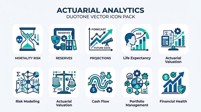 Business professionals analyzing financial data and actuarial analytics in a meeting