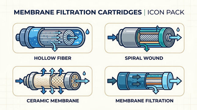 Membrane filtration cartridges explained with hollow fiber, spiral wound, ceramic membrane and membrane filtration types.