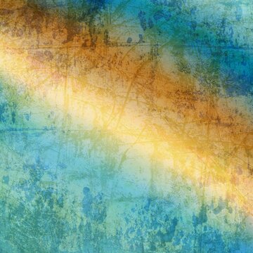 Abstract Grunge Background with Blue and Golden Distressed Texture