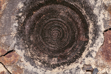 Naklejka premium Dark Rusty Circular Swirl Texture on Old Metal