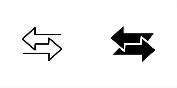 Black glyph icon  set. of crossing arrows representing shuffle, exchange, switch, swap, synchronization, and data flow.