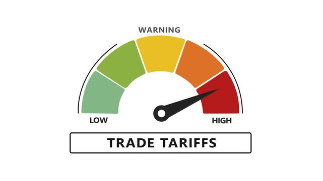 Trade tariffs gauge moving from low to risk, economic policy and global market volatility concept economic gauge