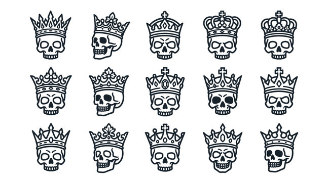 Skulls wearing crowns and tiaras.