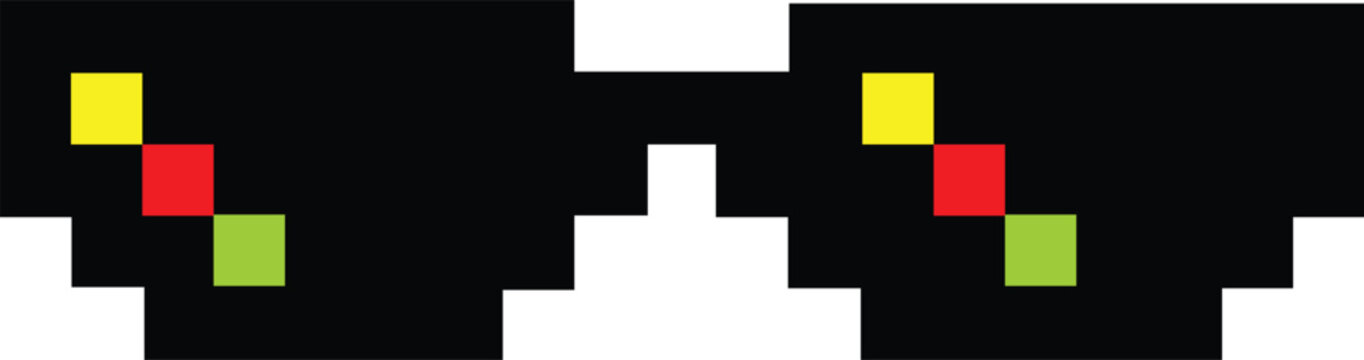 Pixel glasses meme icon thug life black background