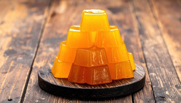 Stacked Golden Butterscotch Hard Candies with Rich Amber Hue