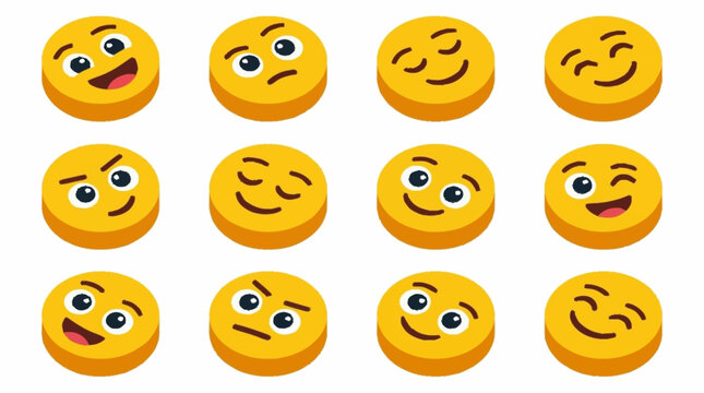 Collection of Yellow Emoticon Faces with Various Expressions.