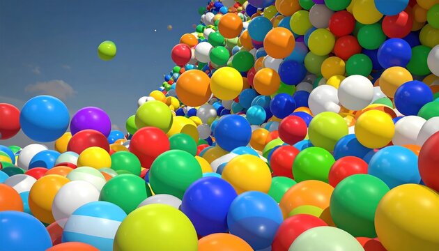 Pile of Colorful Plastic Balls Under a Blue Sky