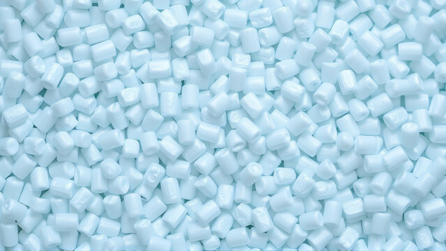 PLA bioplastic pellets texture with diagonal grain and cool blue