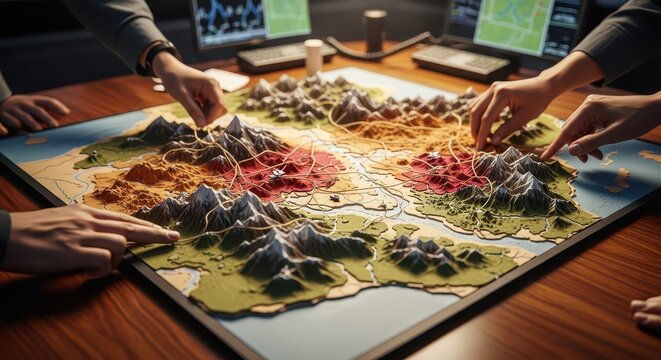 Tactile relief map for strategic tabletop gaming and simulation