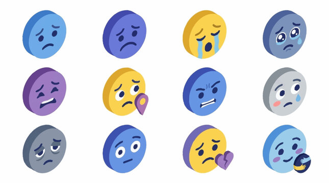 Colorful cartoon emoji faces with various expressions.