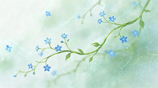 Blue flowers on green vine