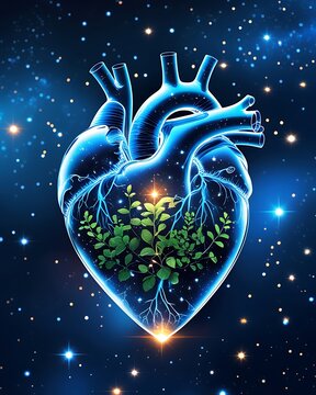 Radiant human heart botanical life illustration pictures