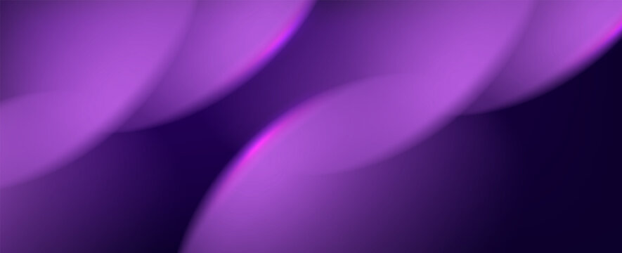 Modern abstract dark purple gradient banner with neon violet glowing curves. Luxury minimalist geometric fluid wave pattern vector illustration.