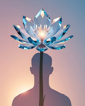 Crystal lotus blossom silhouette sunset fantasy images