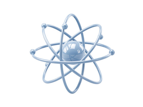 Atomic model illustrating scientific research and particle physics concept, isolated on transparent background