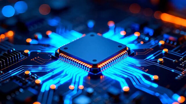 Microchip with glowing circuitry