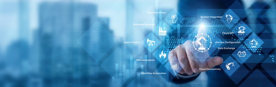 Software developer analyzing digital data pointing hand at API integration graph chart growth metrics across a secure global network. Advancing enterprise technology for modern business success.