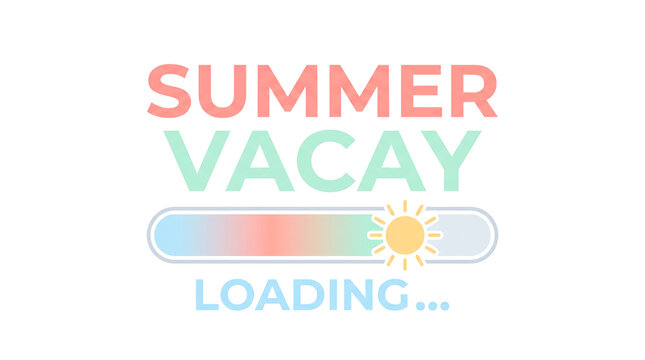 Fun Summer Vacation Typography Illustration with Loading Bar