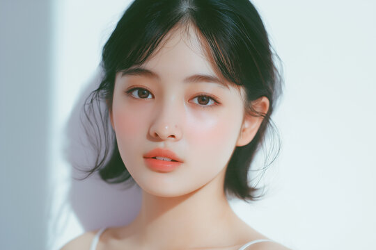 美容, 女性, スキンケア, 化粧品, ビューティー, 若い女性, 美肌, 日本人, アジア人, フェイシャル, メイク, 美容液, 保湿, クリーム, エイジングケア, 美容医療, エステ, 美容クリニック, 肌ケア, ナチュラルメイク, 透明感, ツヤ肌, モデル, 笑顔, ポートレート, クローズアップ, リラックス, 癒し, 健康的, 美白, コラーゲン, ヒアルロン酸, アンチエイジング