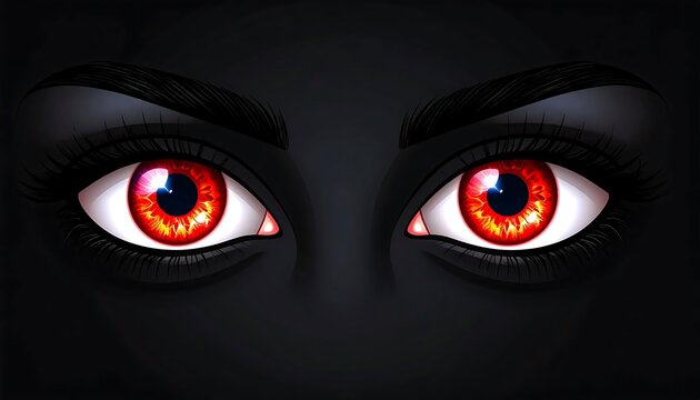 Close up view of human eye with red and orange iris.