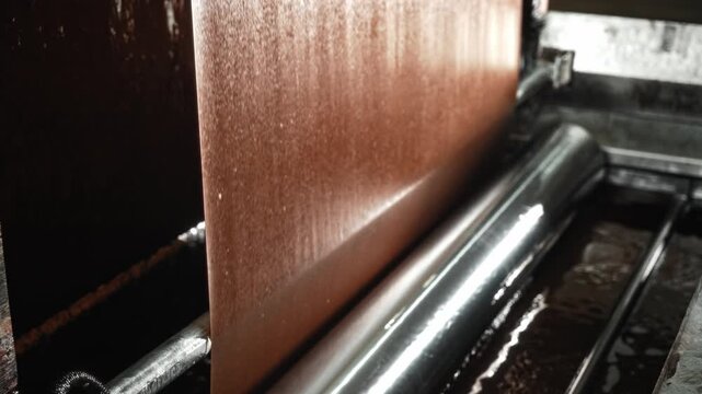 Polished Cylinder With Uniform Kraft Sheet. Surface Finishing On Industrial Chrome Rollers