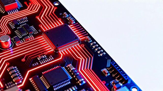 Closeup of illuminated circuit board