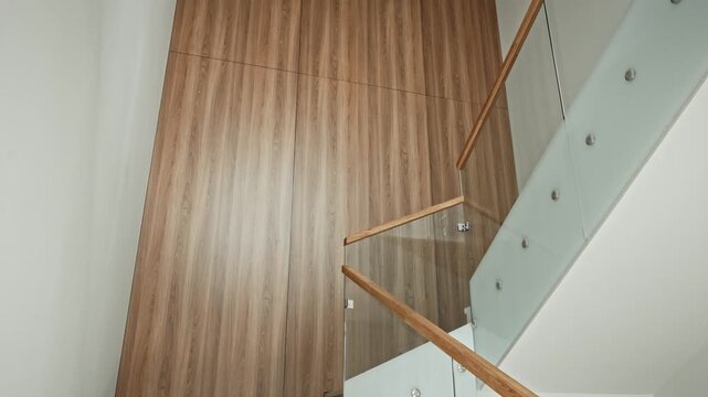 Stylish Wooden Wall With Lighting. Contemporary Design Incorporating Warm Wood And Sleek Illumination