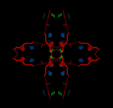 alien starship silhouette shape made by leds light