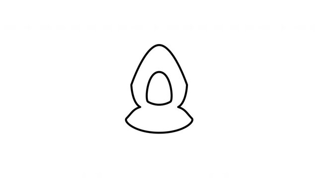 Minimalist outline animation of a spooky hooded Grim Reaper death portrait drawing on and fading out. Features a clean pop up style in 3 color setups.